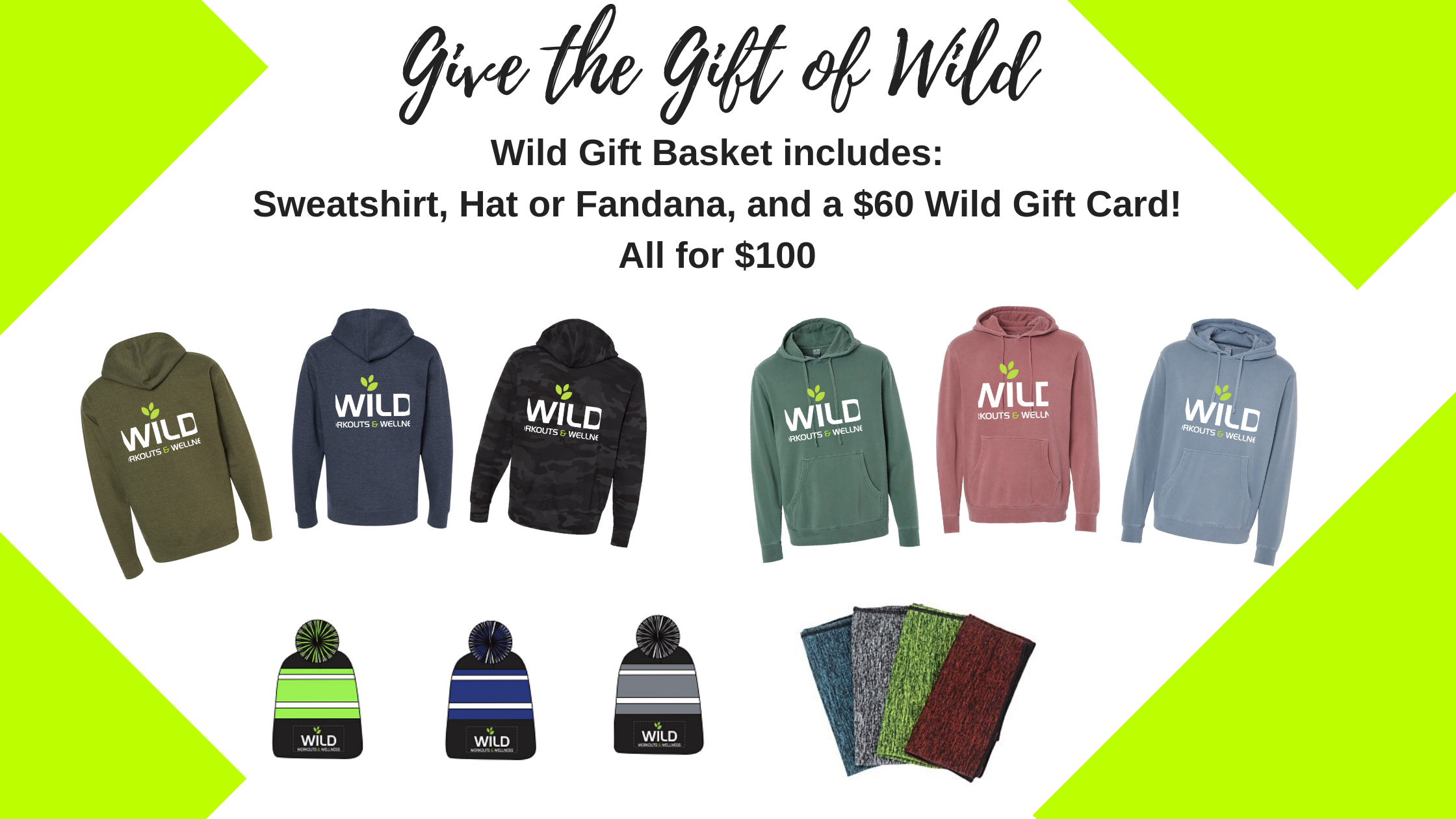 variety of wild workouts and wellness apparel